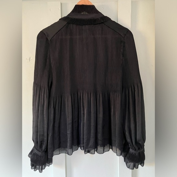 Diane Von Furstenberg Black Babydoll Philippine Blouse Size 6 - Picture 7 of 16